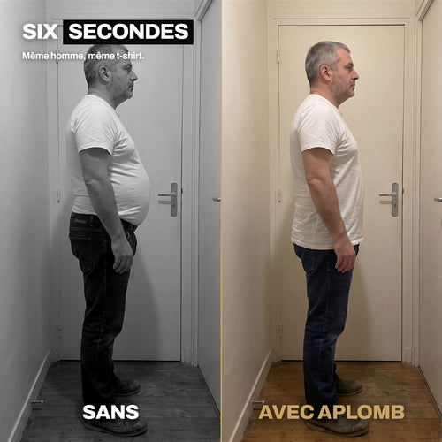 Avant / après : même homme, même t-shirt, six secondes d'écart
